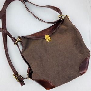 Marino Orlando Leather Canvas Hobo / Sling Bag
